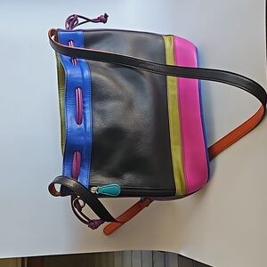 Multicolored leather bucket handbag by ILI
